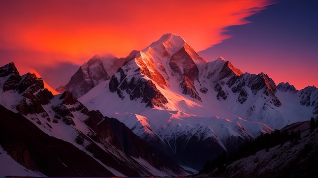 El cielo del crepúsculo estalla en brillantes tonos de rojo y naranja