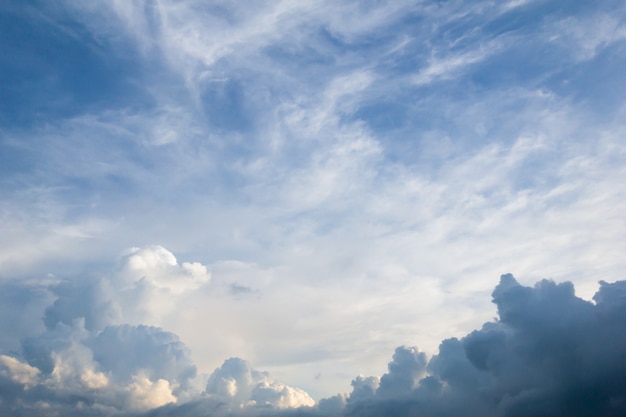 Cielo despejado con nubes, fondo azul