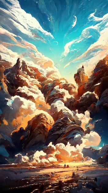 Cielo despejado con textura de nubes Ilustración 3D