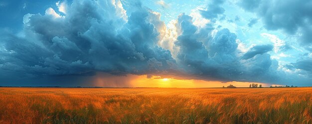 Un cielo dramático con nubes de tormenta en el fondo