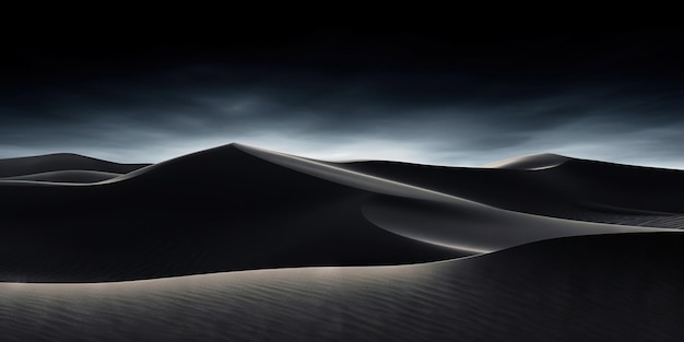 Foto cielo dramático sobre el desierto nubes oscuras sobre las dunas de arena ia generativa