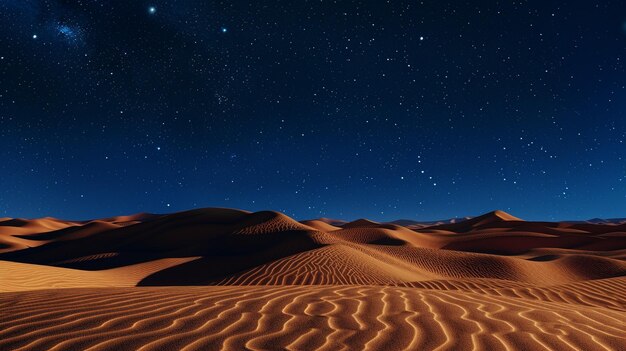 El cielo estrellado de la noche sobre las dunas de arena del desierto