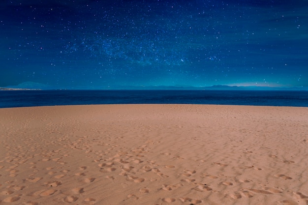 Foto el cielo estrellado de la playa por la noche collage