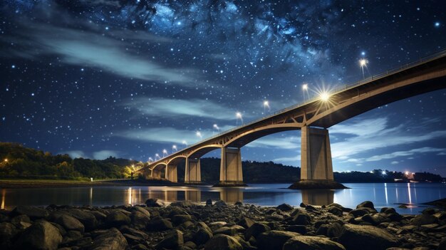 El cielo estrellado sobre un puente Arquitectura de fondo