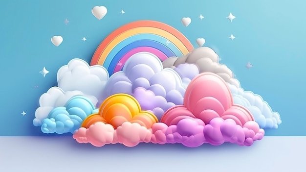 Foto cielo de fantasía arco iris cielos de hadas colores del arco iris paisaje mágico y cielo de ensueño fondo ilustración ai generativo