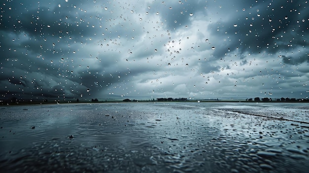 El cielo gris y lluvioso