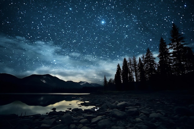 Un cielo lleno de estrellas en una foto de paisaje nocturno