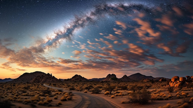 cielo lleno de estrellas sobre un desierto aislado hermosa escena de la naturaleza
