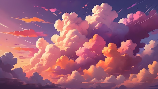 El cielo lleno de nubes de colores