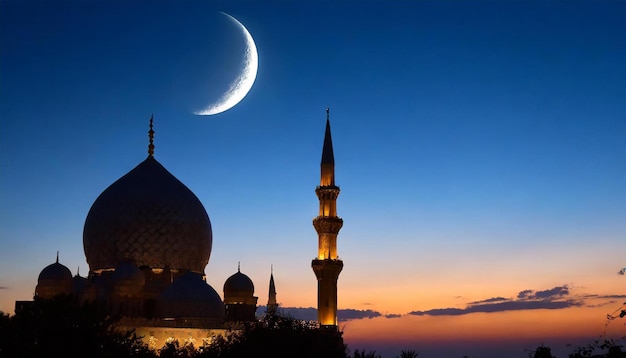 cielo de luna en las mezquitas de cúpula azul