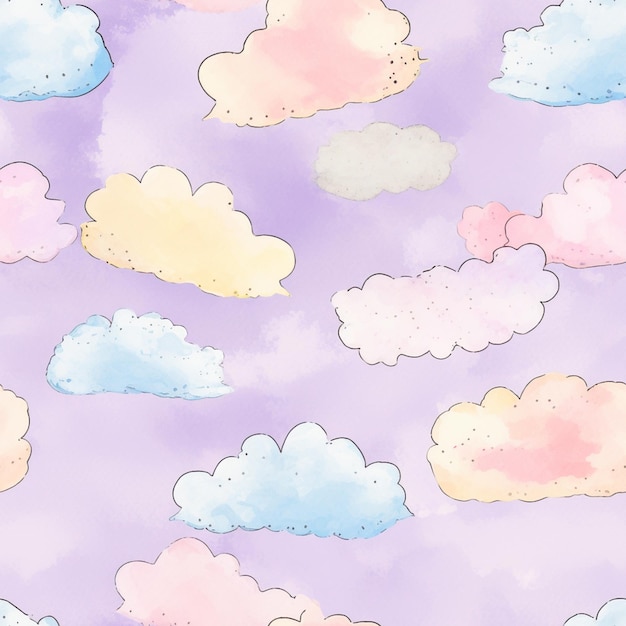 Un cielo morado y azul con nubes y las palabras "nube" en la parte inferior.