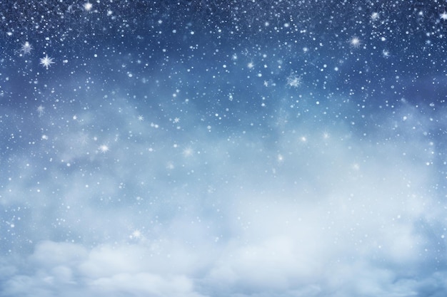 Cielo nevado de invierno con copos de nieve