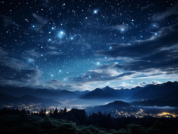 Cielo nocturno azul estrellado Universo lleno de estrellas IA generativa