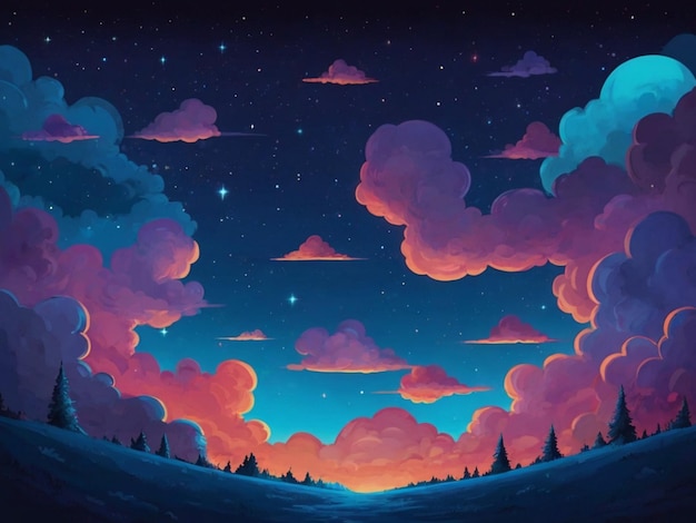 El cielo nocturno de los dibujos animados