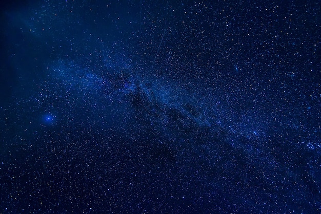 Cielo nocturno estrellado azul con vía láctea y galaxias Astrofotografía con estrellas y constelaciones