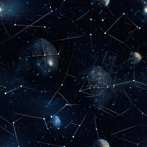 Cielo nocturno estrellado con un grupo de estrellas y constelaciones ai generativo.