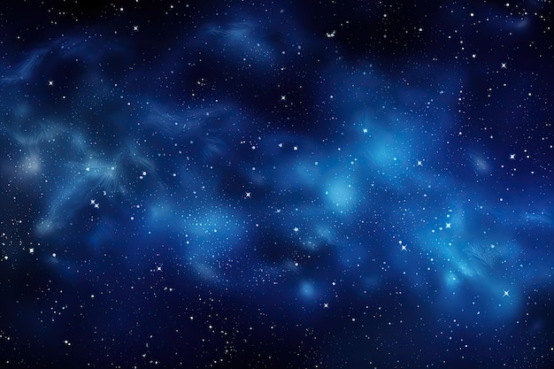 Cielo nocturno estrellado con maravillas cósmicas Una nebulosa azul y una galaxia explotando con estrellas