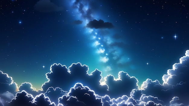 Foto cielo nocturno con estrellas y nubes