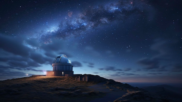 un cielo nocturno con estrellas y un telescopio