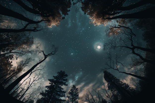 Un cielo nocturno con la luna en el cielo.