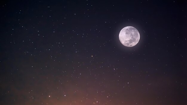 Foto cielo nocturno con luna llena y estrellas