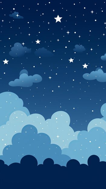 Foto cielo nocturno con nubes y estrellas ilustración vectorial