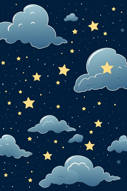 Foto cielo nocturno con nubes y estrellas ilustración vectorial