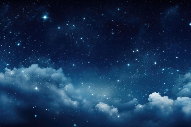 Cielo nocturno con nubes y estrellas