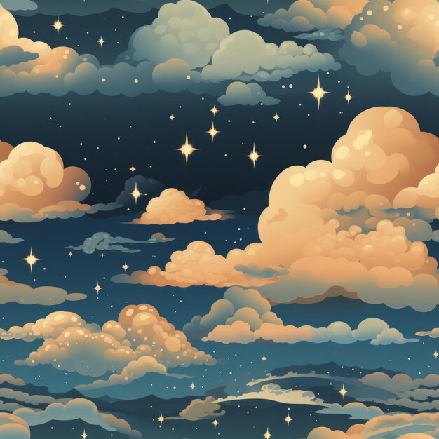 cielo nocturno con nubes y estrellas
