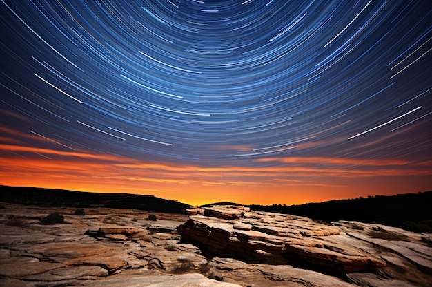 El cielo nocturno con rastros de estrellas