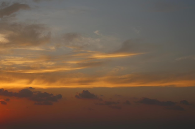 Cielo y nubes después de la puesta del solfondo del cielo crepuscular