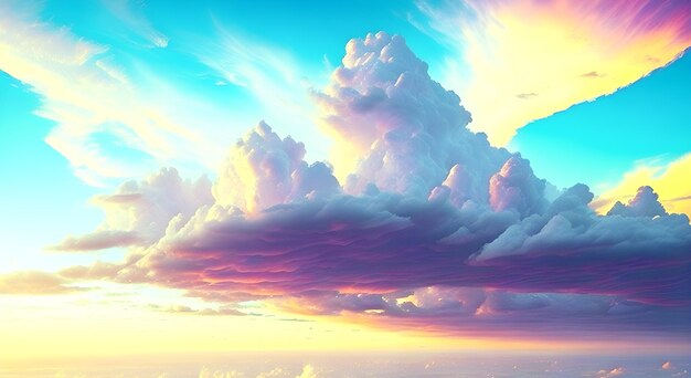 El cielo y las nubes con hermosos colores llamativos estilo de fantasía ai generado