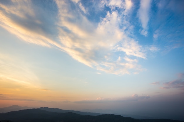 Cielo con nubes en la puesta de sol