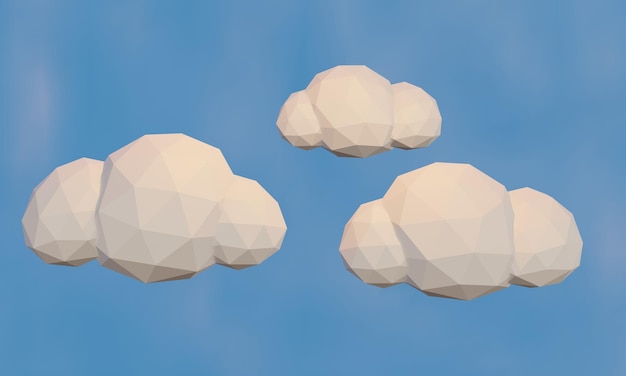 Foto cielo nublado de baja poli nubes en el cielo ilustración 3d