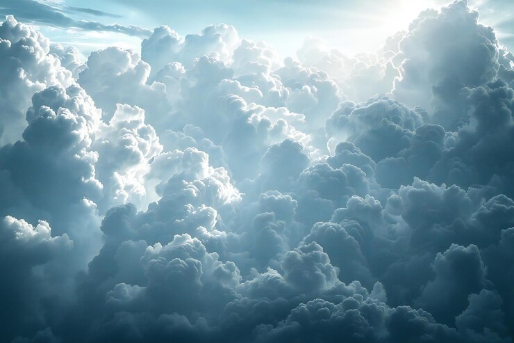 Un cielo nublado con nubes blancas en el fondo la atmósfera es dramática y ominosa con la oscuridad