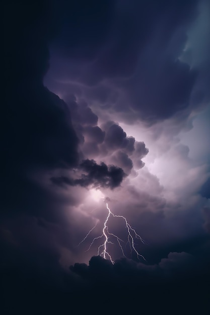 Cielo nublado oscuro con relámpagos al estilo del esquema de color tonalista