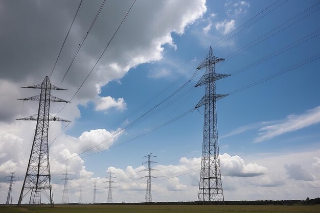 Foto cielo nublado y pilares eléctricos