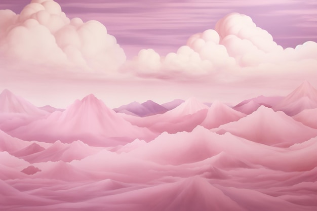 Cielo nublado rosado con montañas