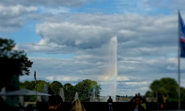 Foto el cielo nublado sobre los árboles