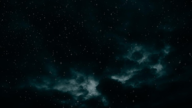 Un cielo oscuro con estrellas y nubes.