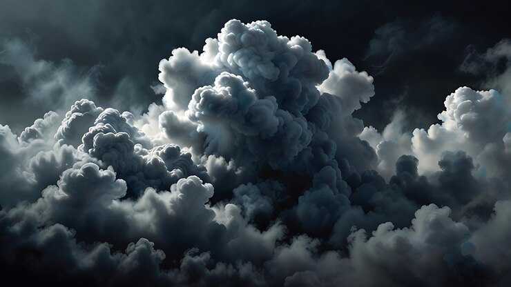 un cielo oscuro con nubes y un fondo oscuro