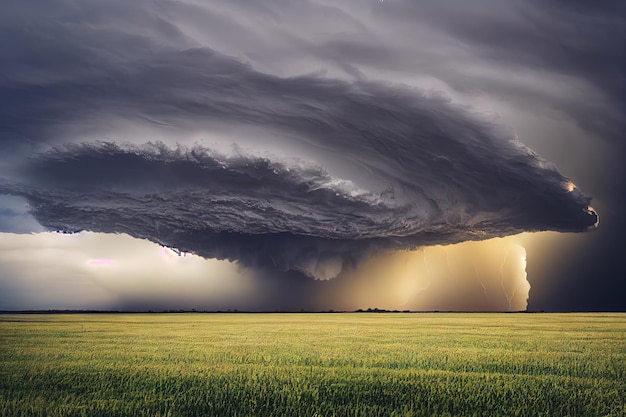 Cielo oscuro con nubes de tormenta en la naturaleza cloudscape sobre fondo de campo