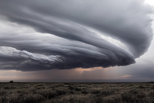 Cielo oscuro con nubes de tormenta en la naturaleza cloudscape sobre fondo de campo