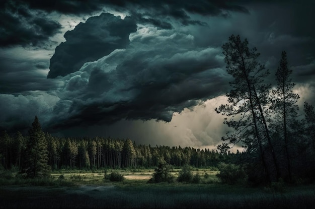 Cielo oscuro en primer plano justo antes de una tormenta