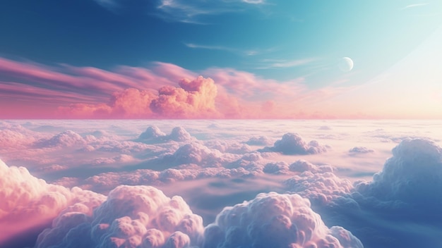 Foto un cielo pastel una hermosa mezcla de colores suaves en las nubes tonos suaves del cielo una paleta pastel