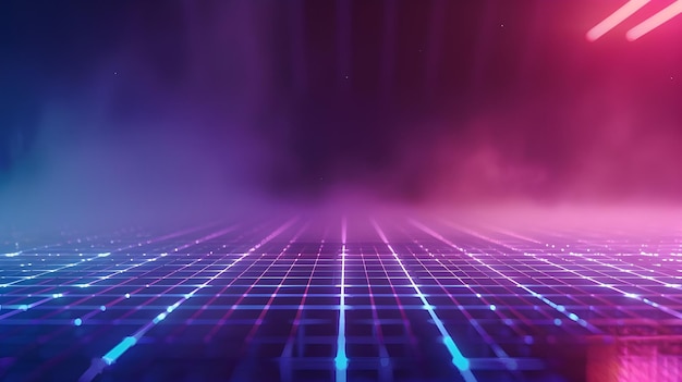 un cielo púrpura con luces púrpuras y azules