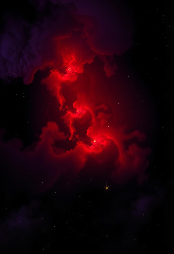 un cielo púrpura y rojo con la palabra nube de trueno en el medio