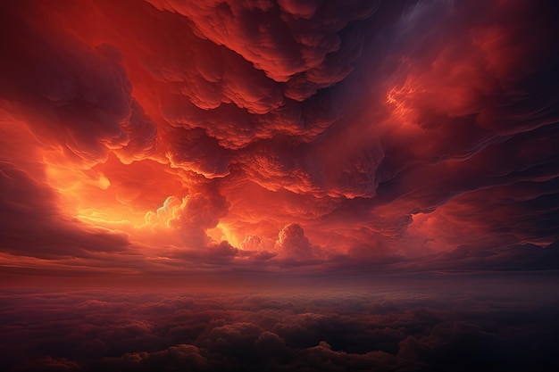 Un cielo rojo y naranja lleno de nubes