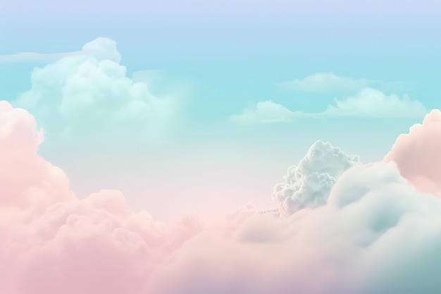 Un cielo rosa y azul lleno de nubes IA generativa