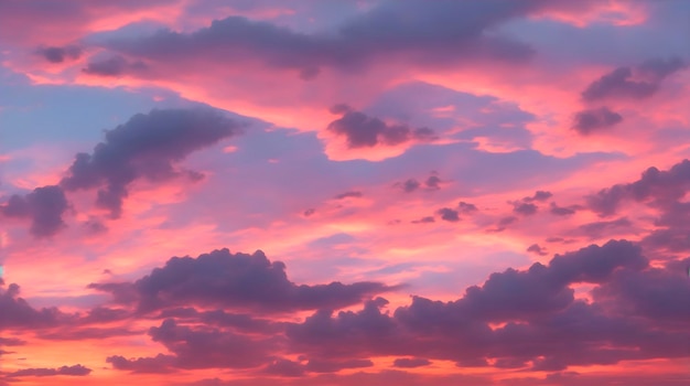 Un cielo rosa con nubes y el sol brilla a través de las nubes.